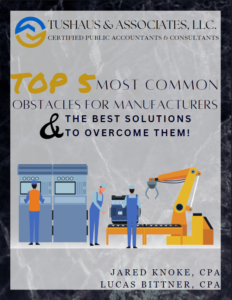 Image of pdf cover with title, animated image of people working on manufacturing machines